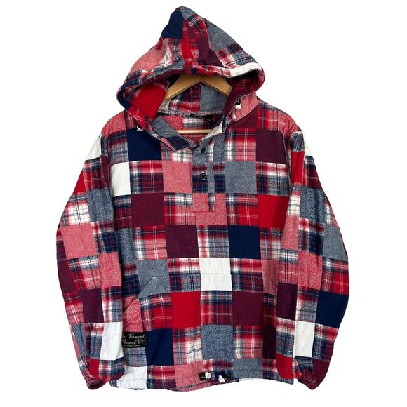 The Vermont Flannel Company Hoodie Men's Sz XS Red Flannel Sweatshirt Patchwork - Picture 1 of 11